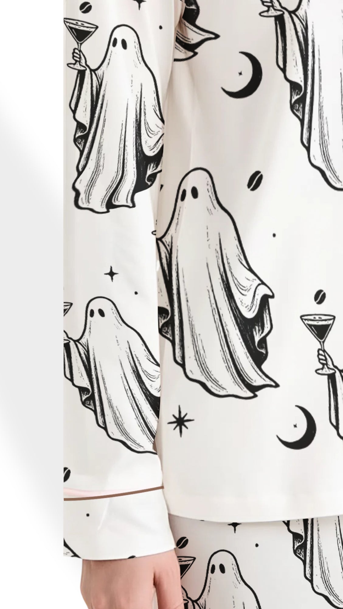 Women’s Halloween Pajama Set – Ghost Cocktail Espresso Martini  PJs