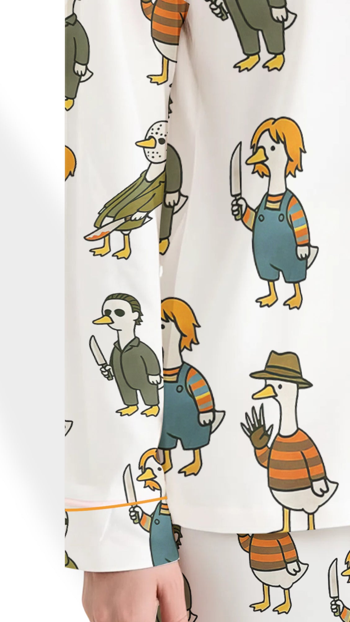 Just A Horror Goose Halloween Silly Goose Satin Pajama Set