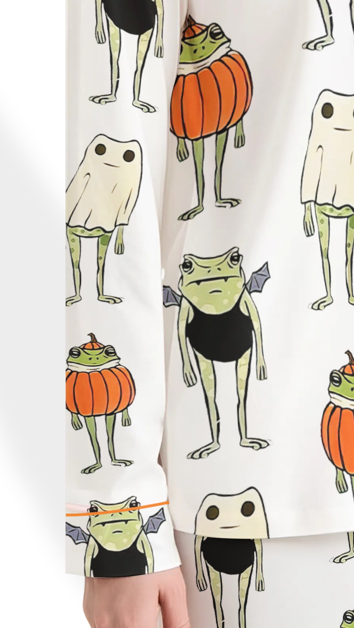 Halloween Frog Satin Pajama Set – Spooky Cute Pumpkin PJs