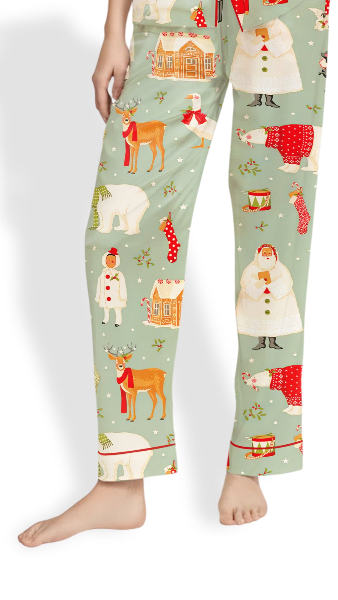 Women’s Christmas Satin Pajama Set – Holiday PJs