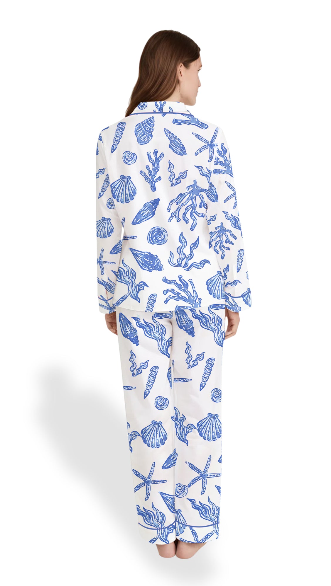 Women’s Summer Beach Pajama Set – Coastal Life Satin Sleepwear