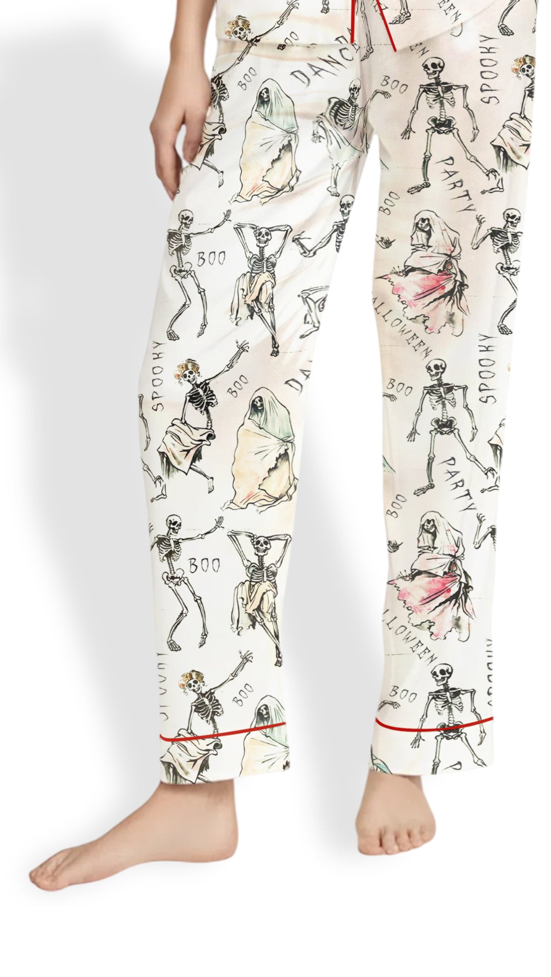 Women’s Dancing Skeleton Halloween Satin Pajama Set