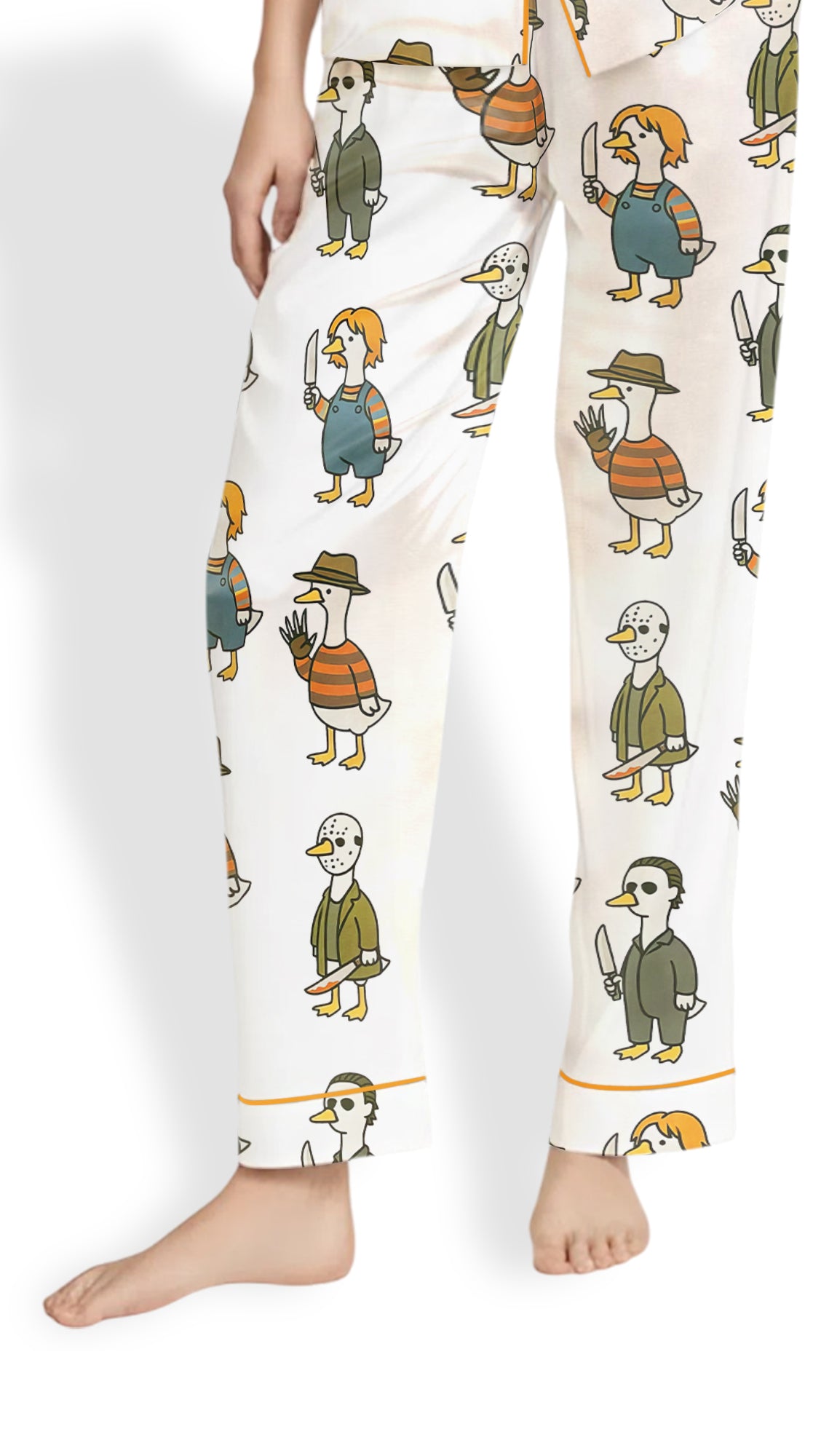 Just A Horror Goose Halloween Silly Goose Satin Pajama Set