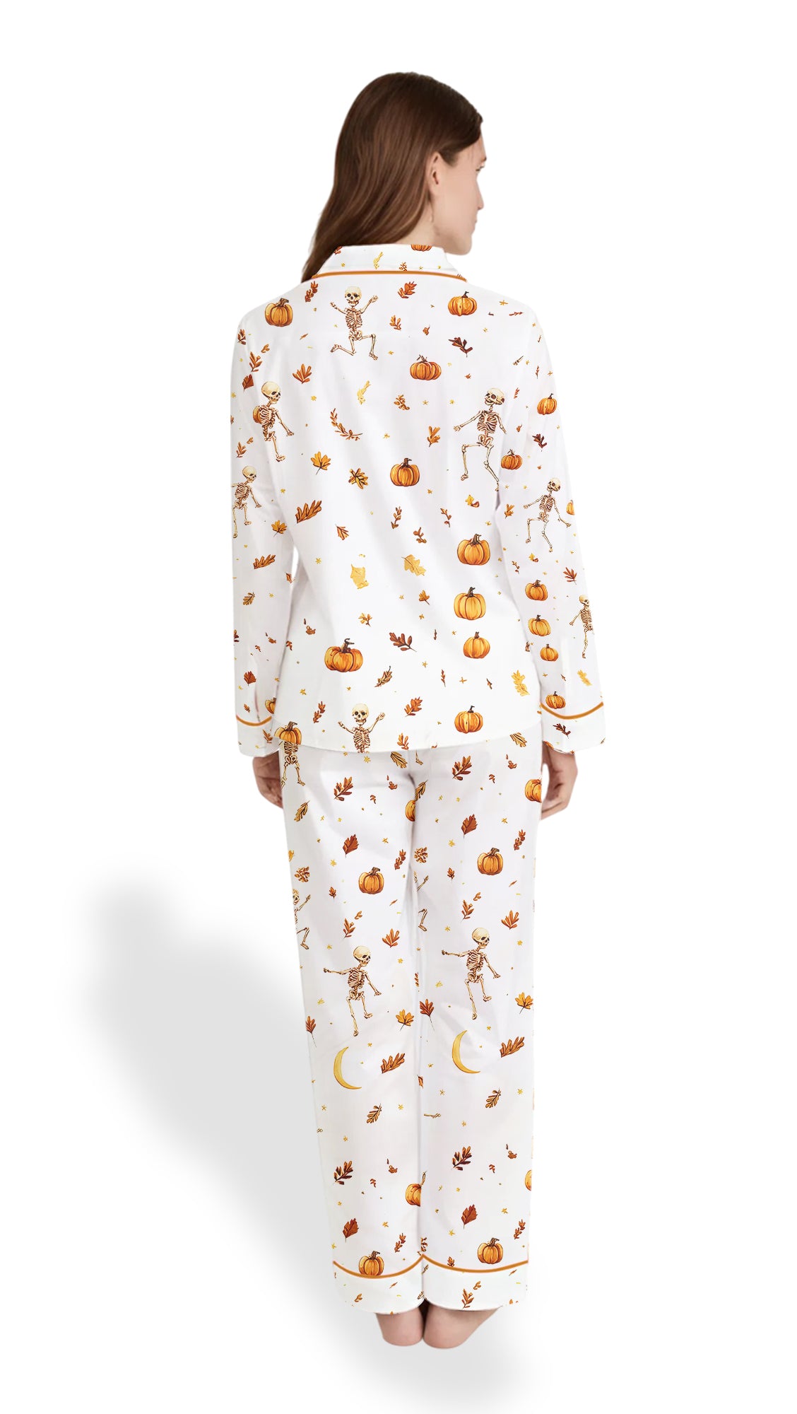 Dancing Skeleton Satin Pajama Set – Boho Fall Halloween PJs