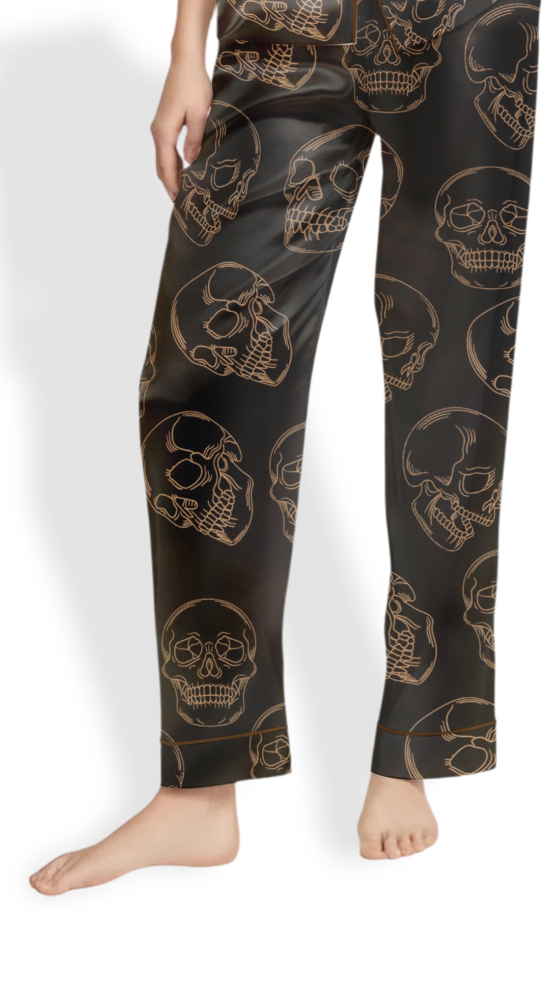 Skeleton Halloween Satin Pajama Set – Spooky Fall PJs