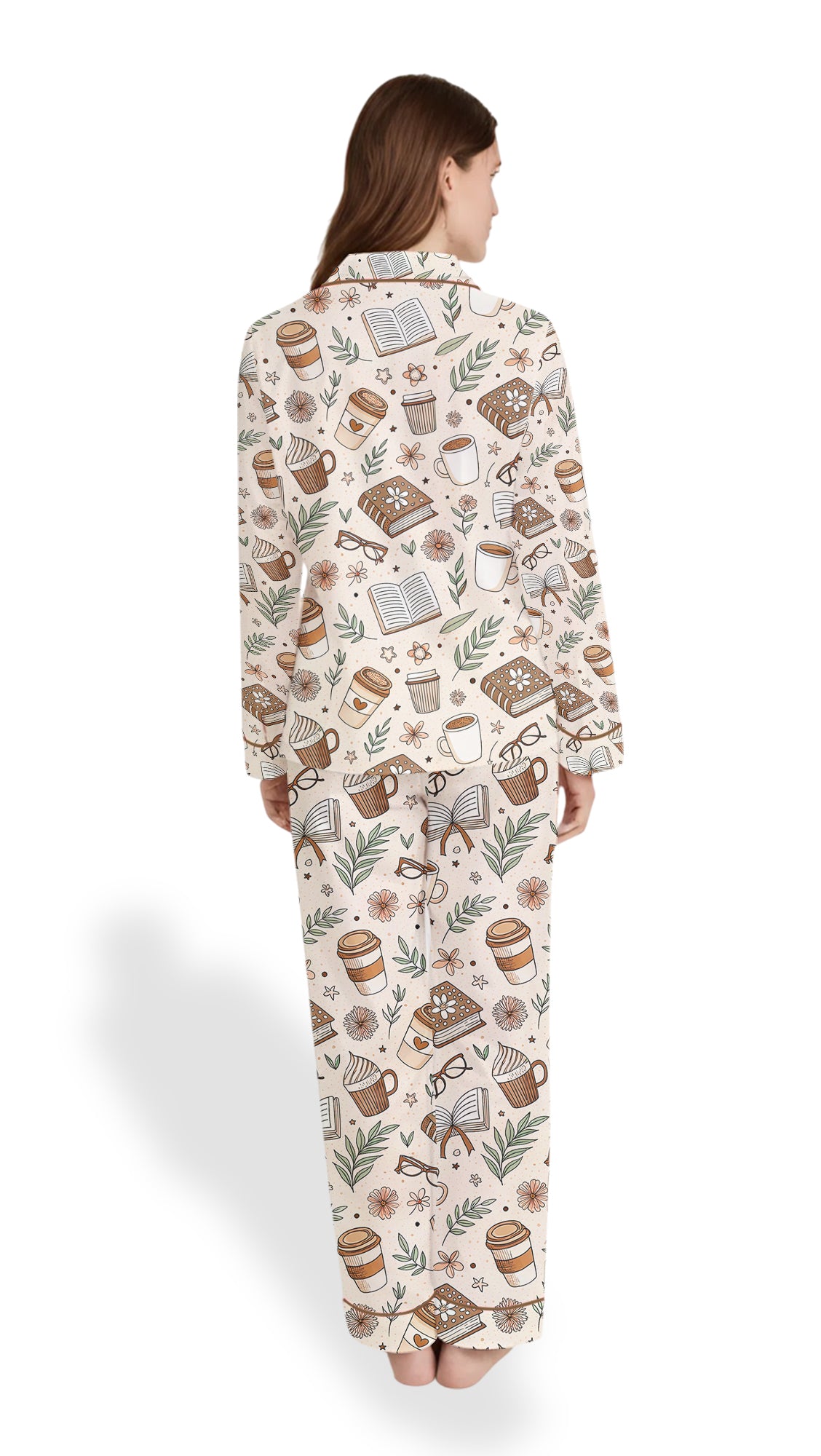 Women’s Bookish Coffee & Books Satin Pajama Set