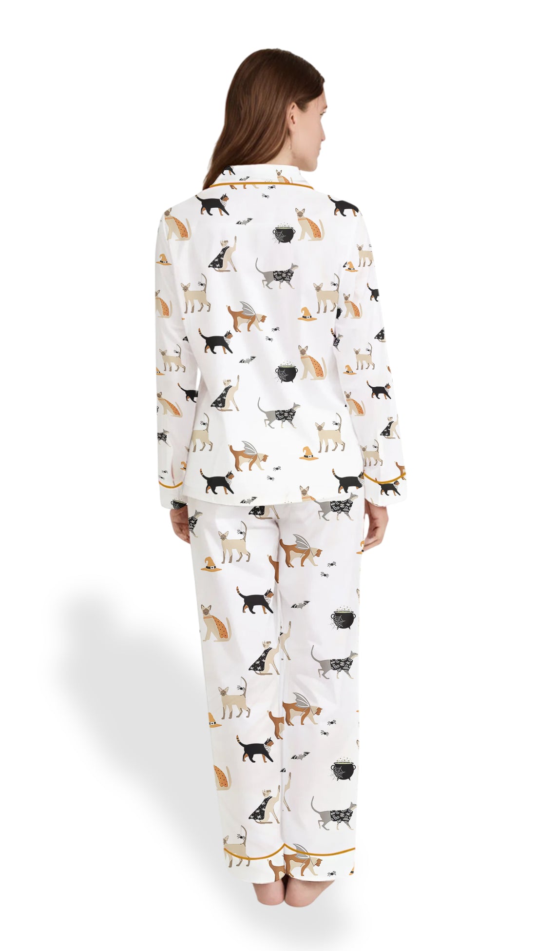 Women’s Halloween Cat Party Satin Pajama Set