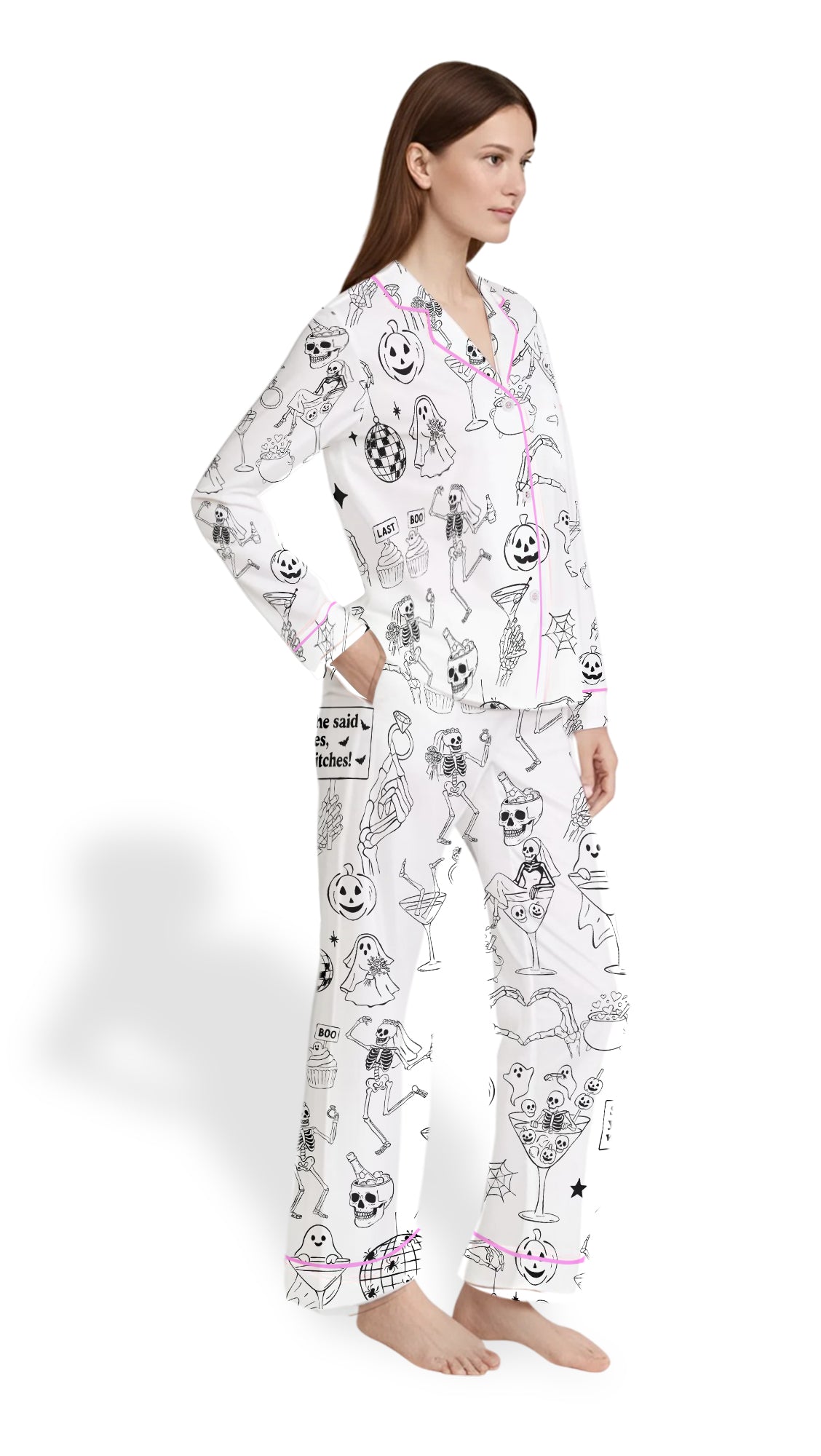 Till Death Do Us Part Satin Pajama Set – Halloween Bachelorette PJs