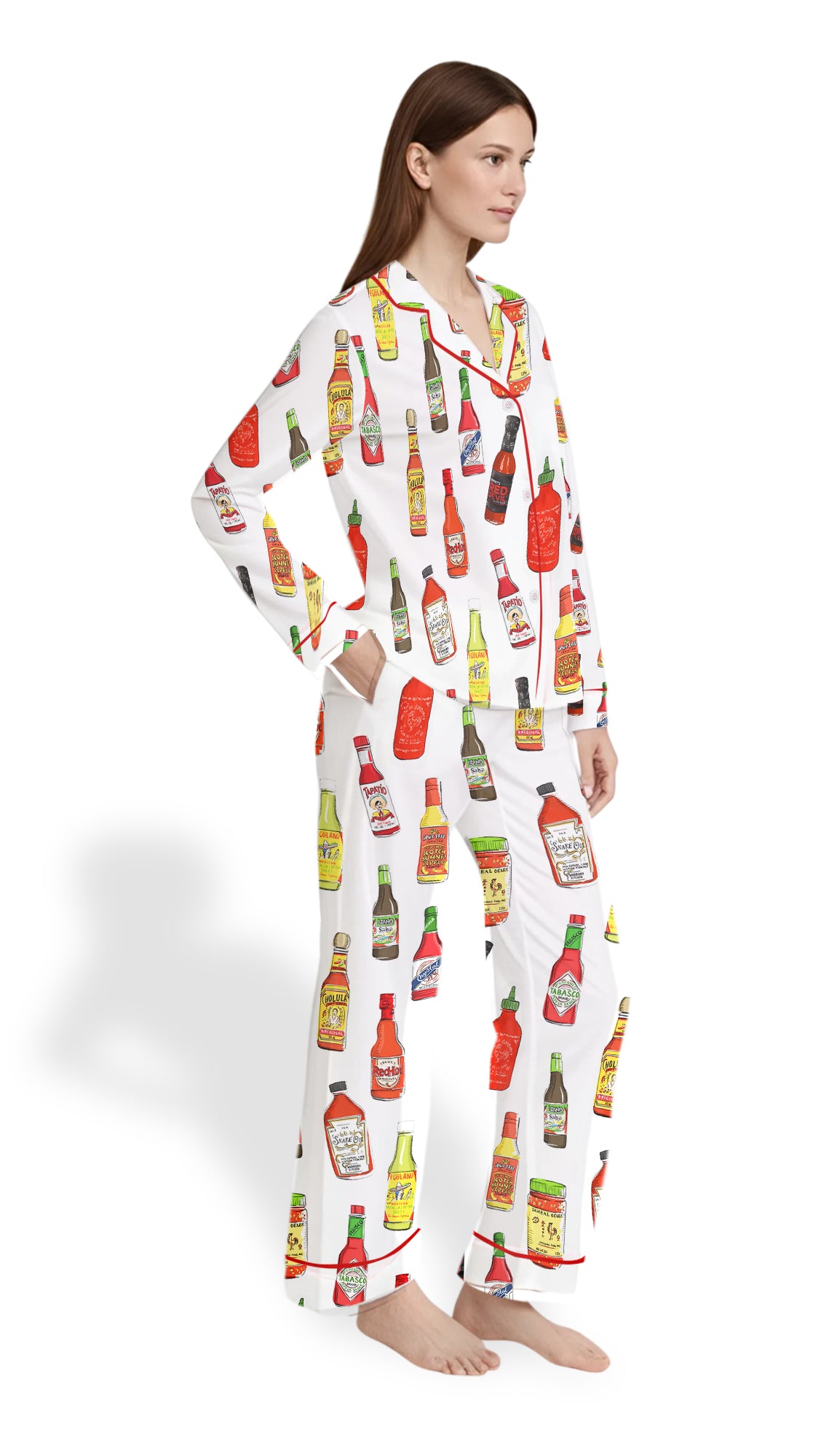 Hot Sauce Silky Satin Pajama Set For Women