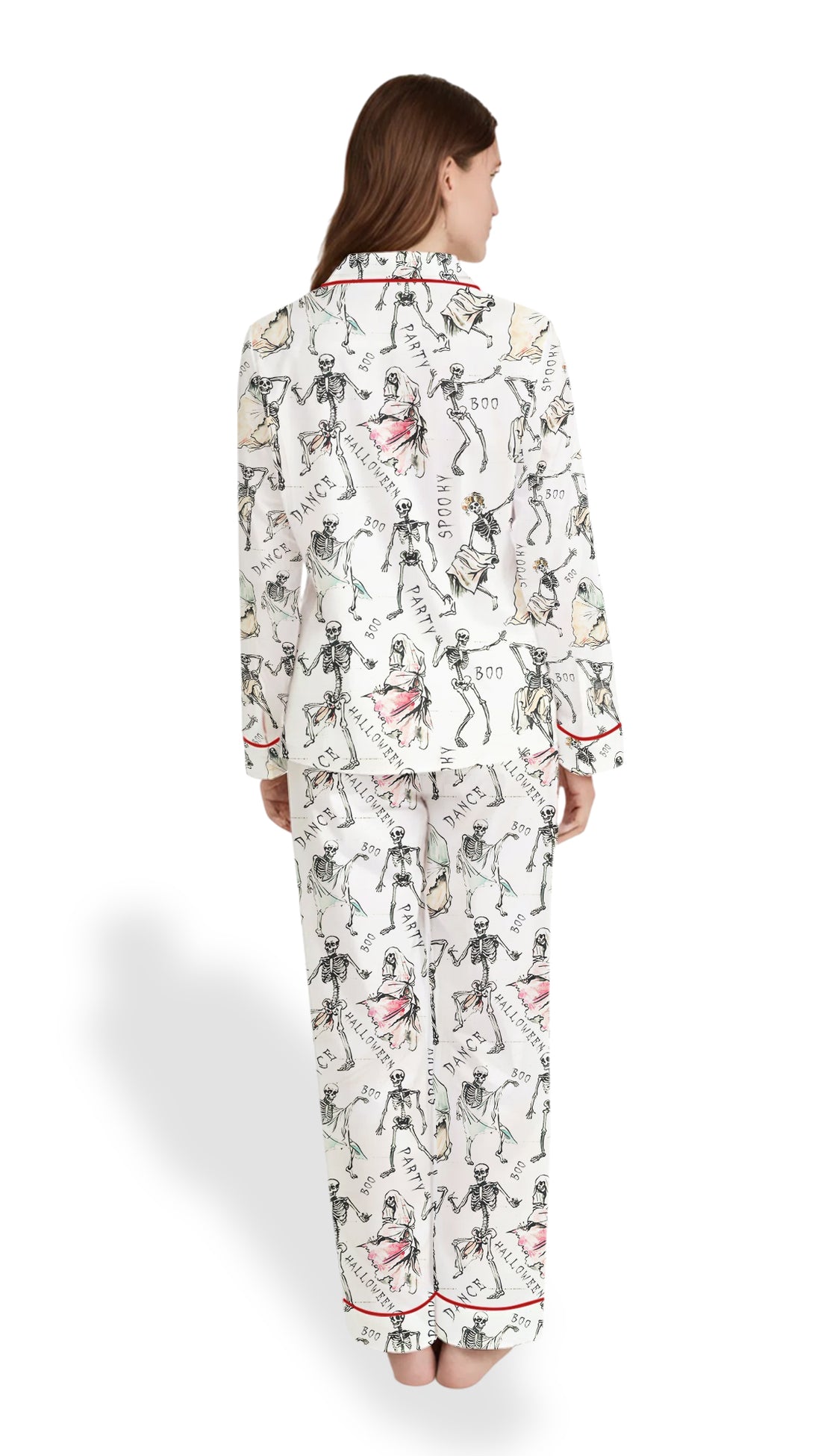 Women’s Dancing Skeleton Halloween Satin Pajama Set