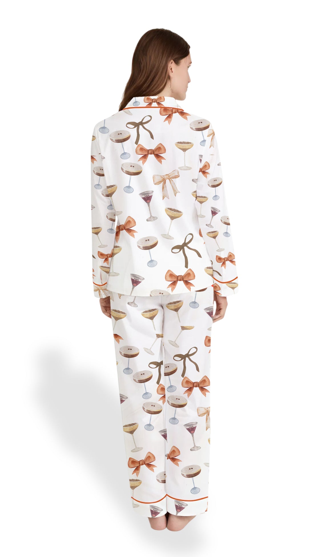 Espresso Martini Satin Pajama Set – Women’s Coquette Bow Short Sleeve PJs