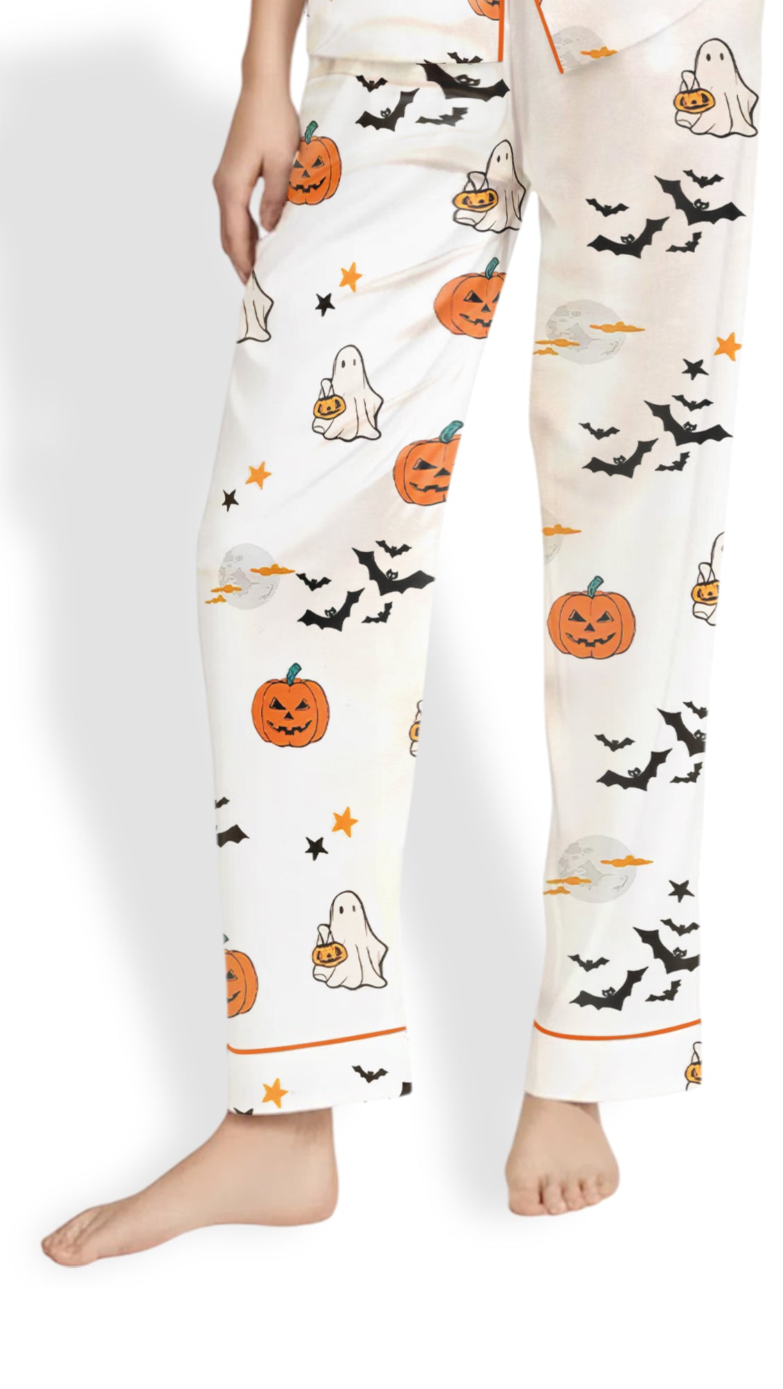 Pumpkin Boo Pajamas – Women’s Satin Halloween  Sleepwear