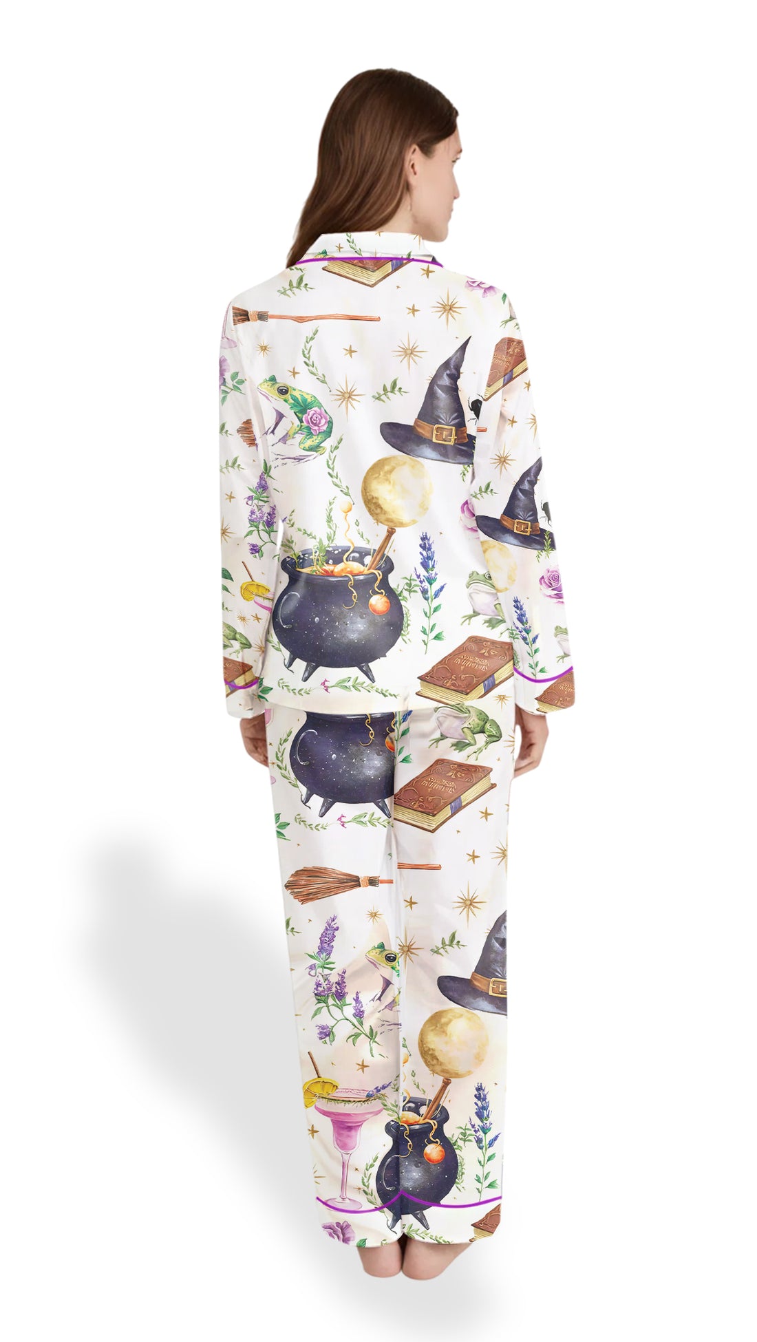 Women’s Halloween Pajama Set – Witchy Spooky Season Satin  PJs