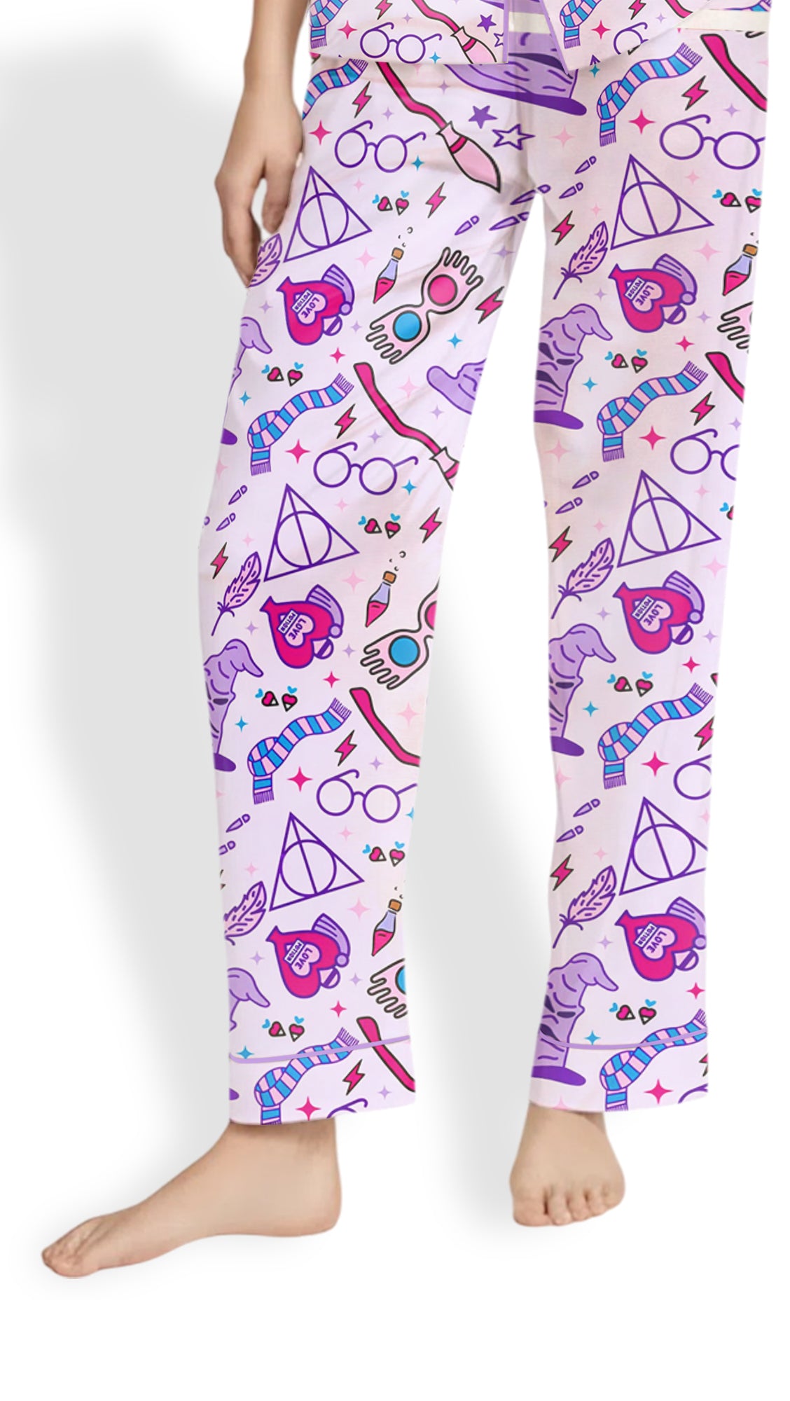 Women’s Witch Halloween Satin Pajama Set – Long Sleeve Spooky PJs