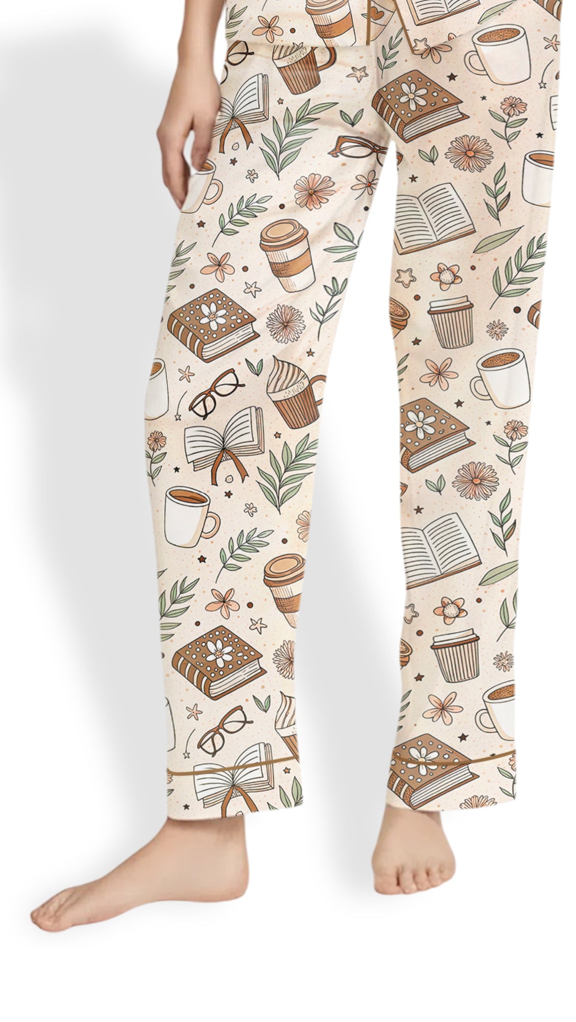 Women’s Bookish Coffee & Books Satin Pajama Set