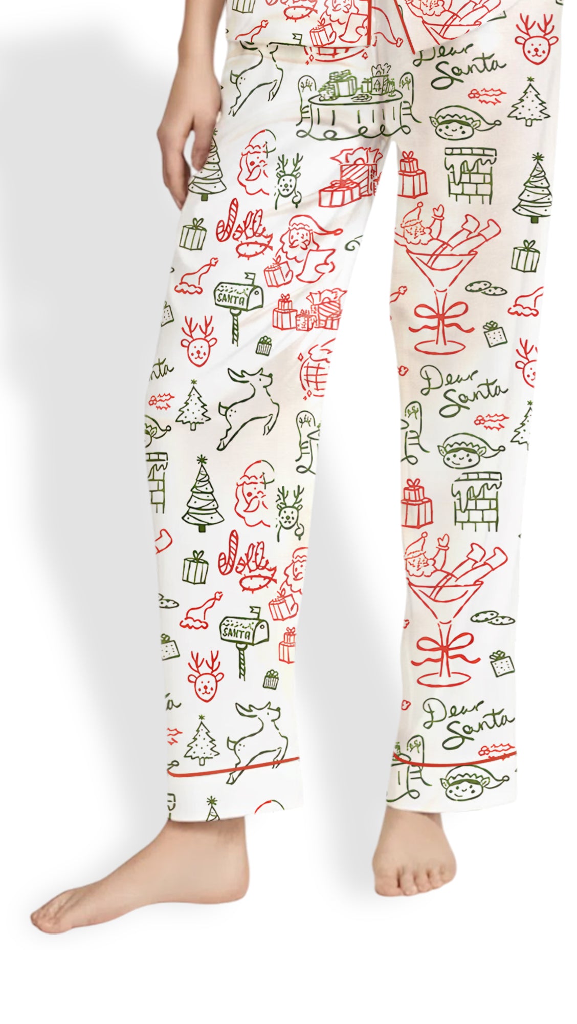 Women’s Santa Claus Christmas Satin Pajama Set – Holiday PJs