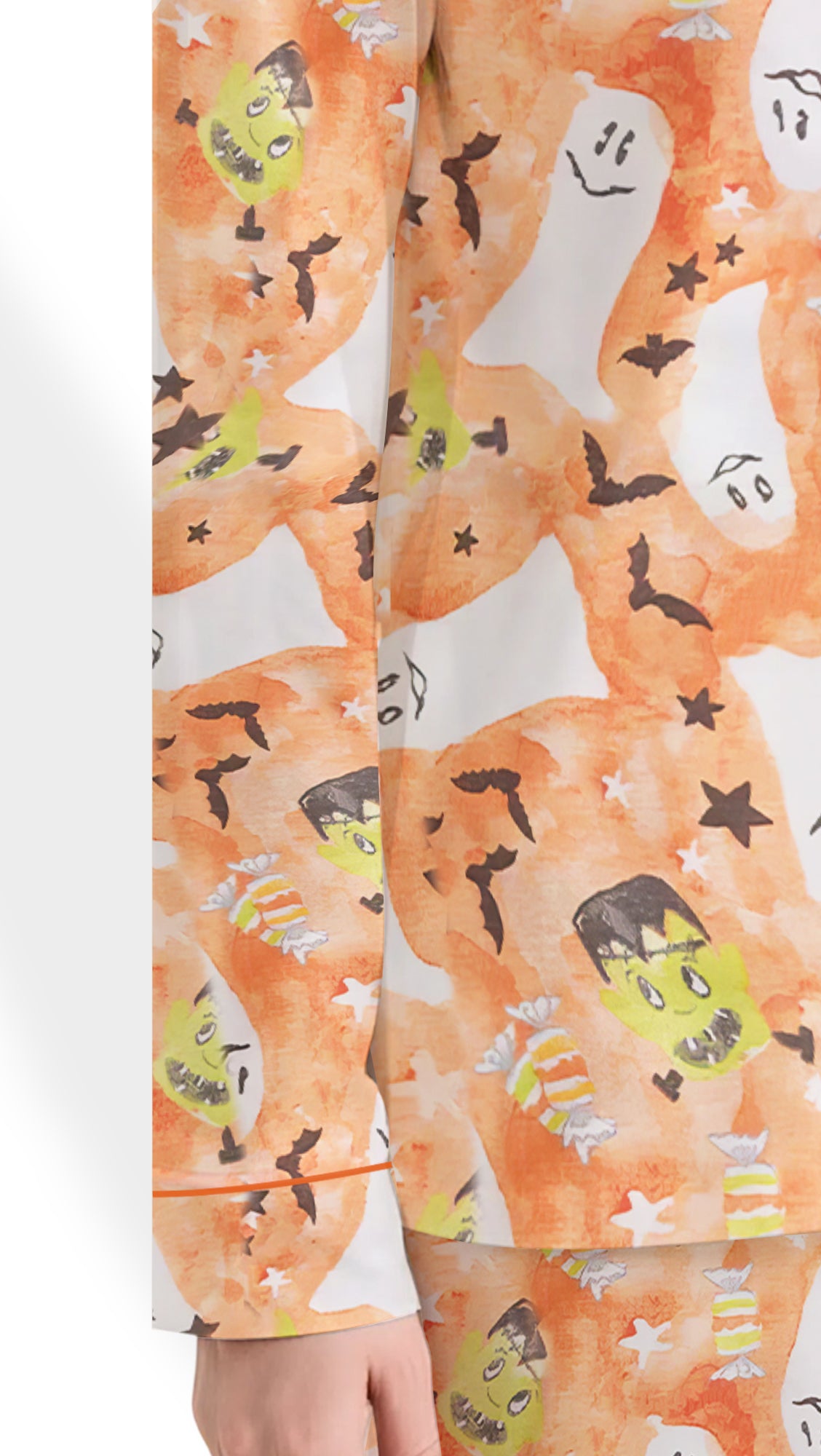 Starry Ghost Spooky Halloween Cute Ghost Aesthetics Pastel Halloween Print Satin Pajama Set