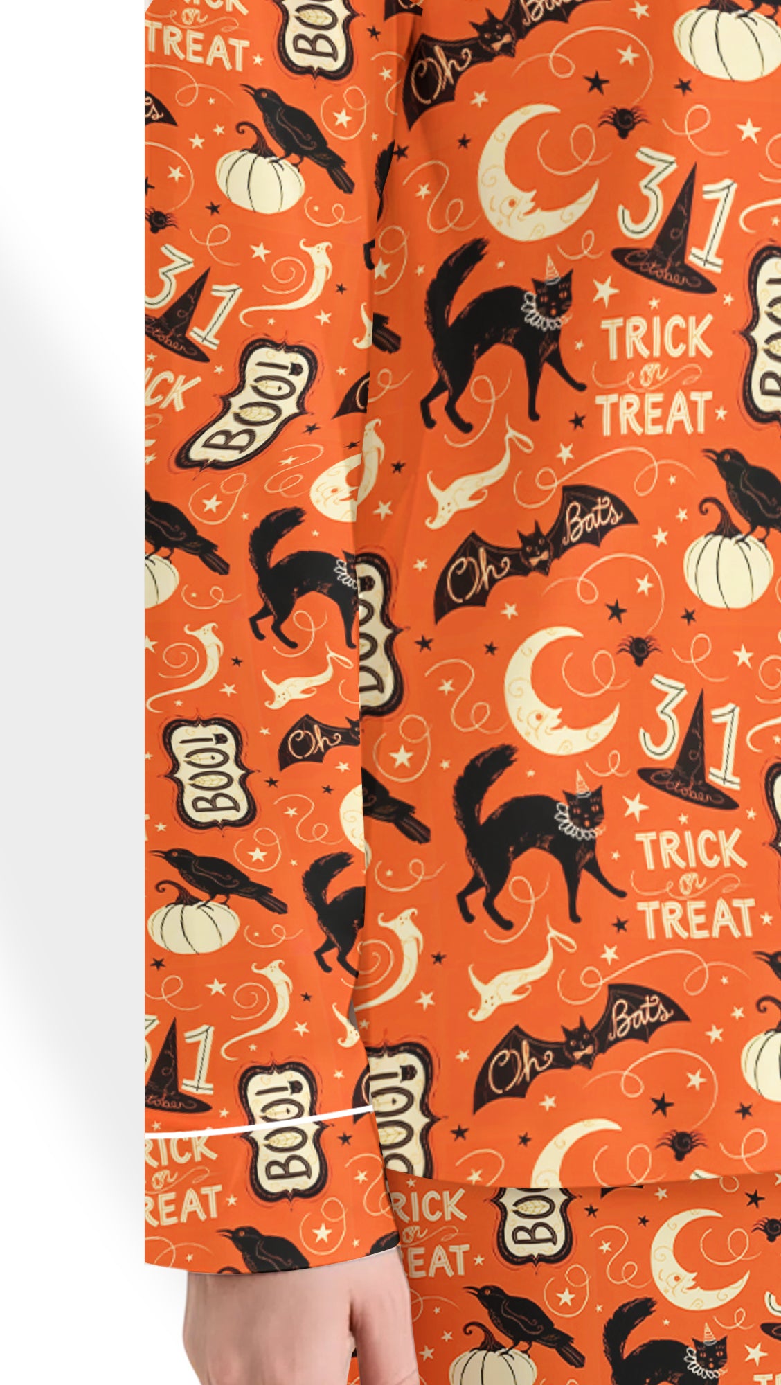 Halloween Vintage Halloween Trick Or Treat Boo Black Cat Pumpkin Bat Pajama Set