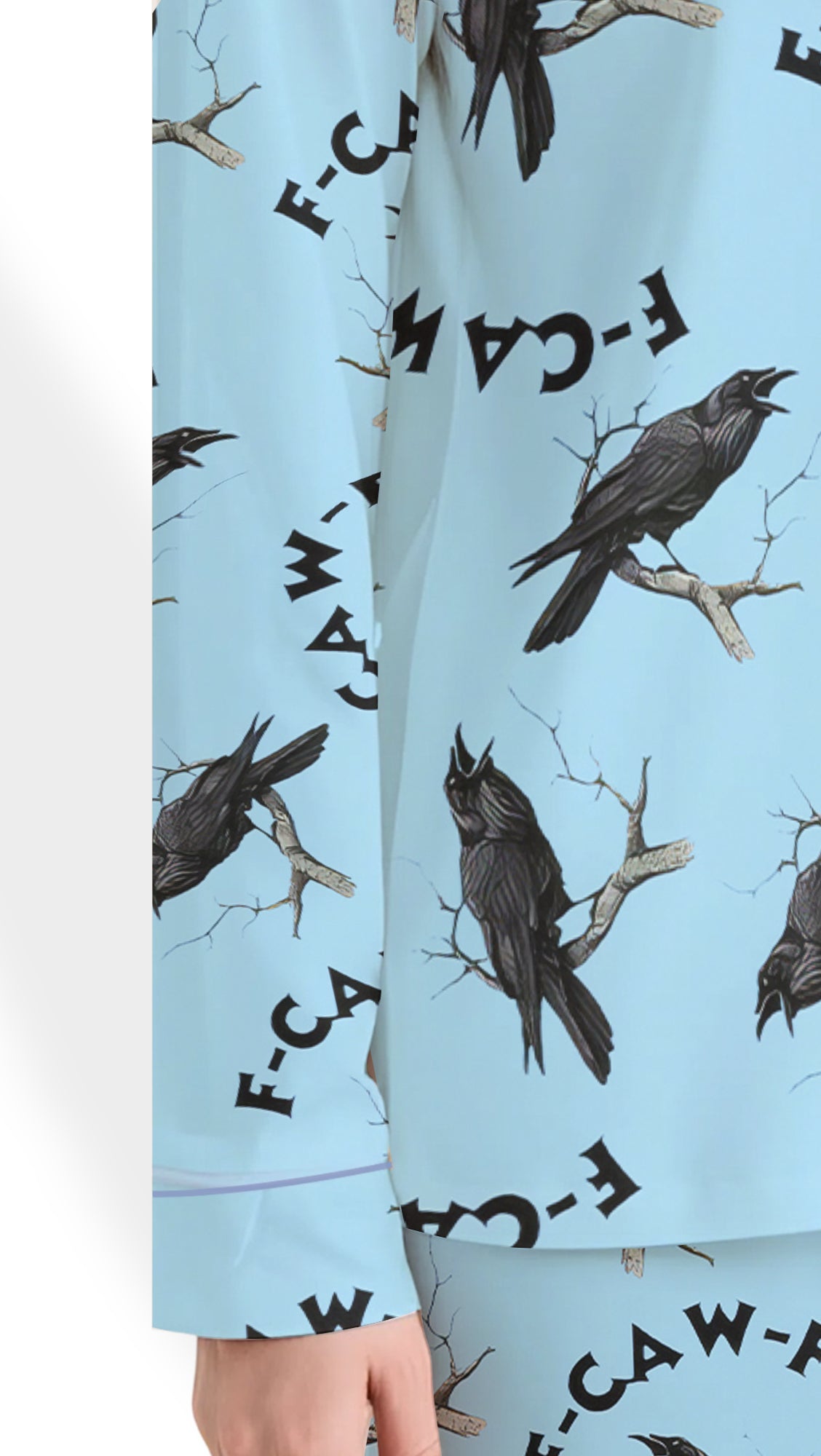 F-Caw-F Gothic Raven Pajama Set - Women’s Halloween Satin PJs