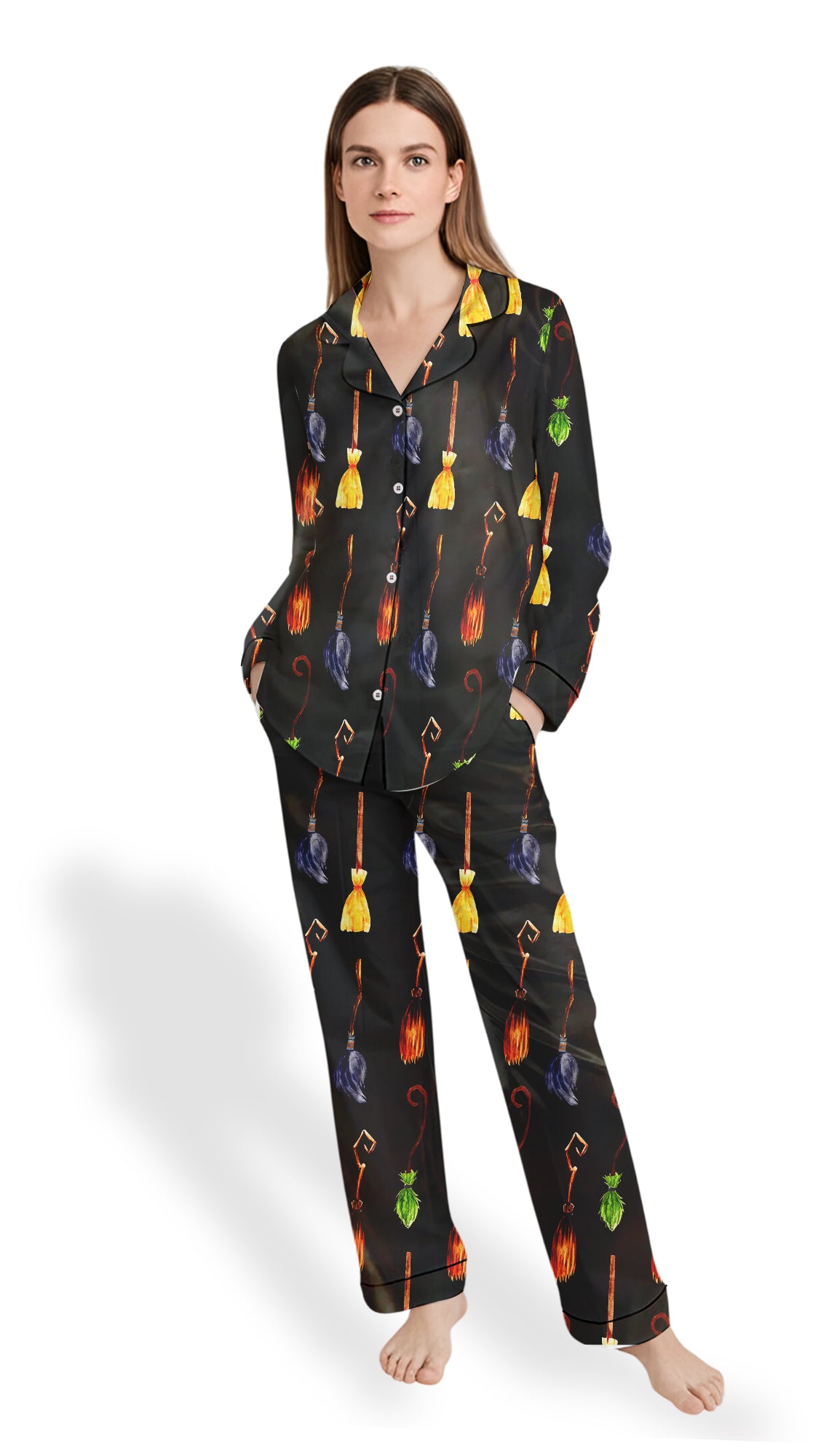 Witch Halloween Satin Pajama Set – Spooky Party Sleepwear