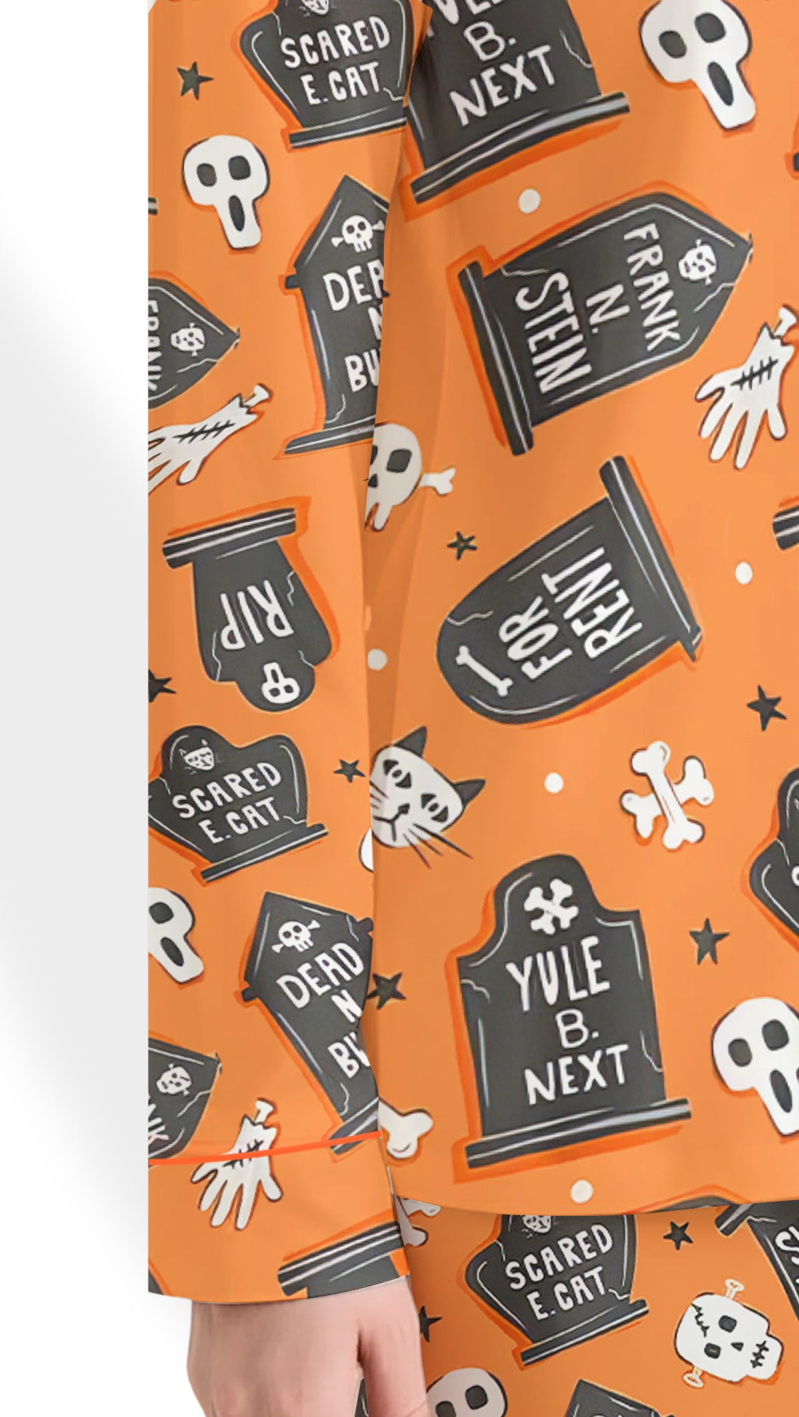 Ghoulish Graveyard Satin Pajama Set – Spooky Halloween PJs