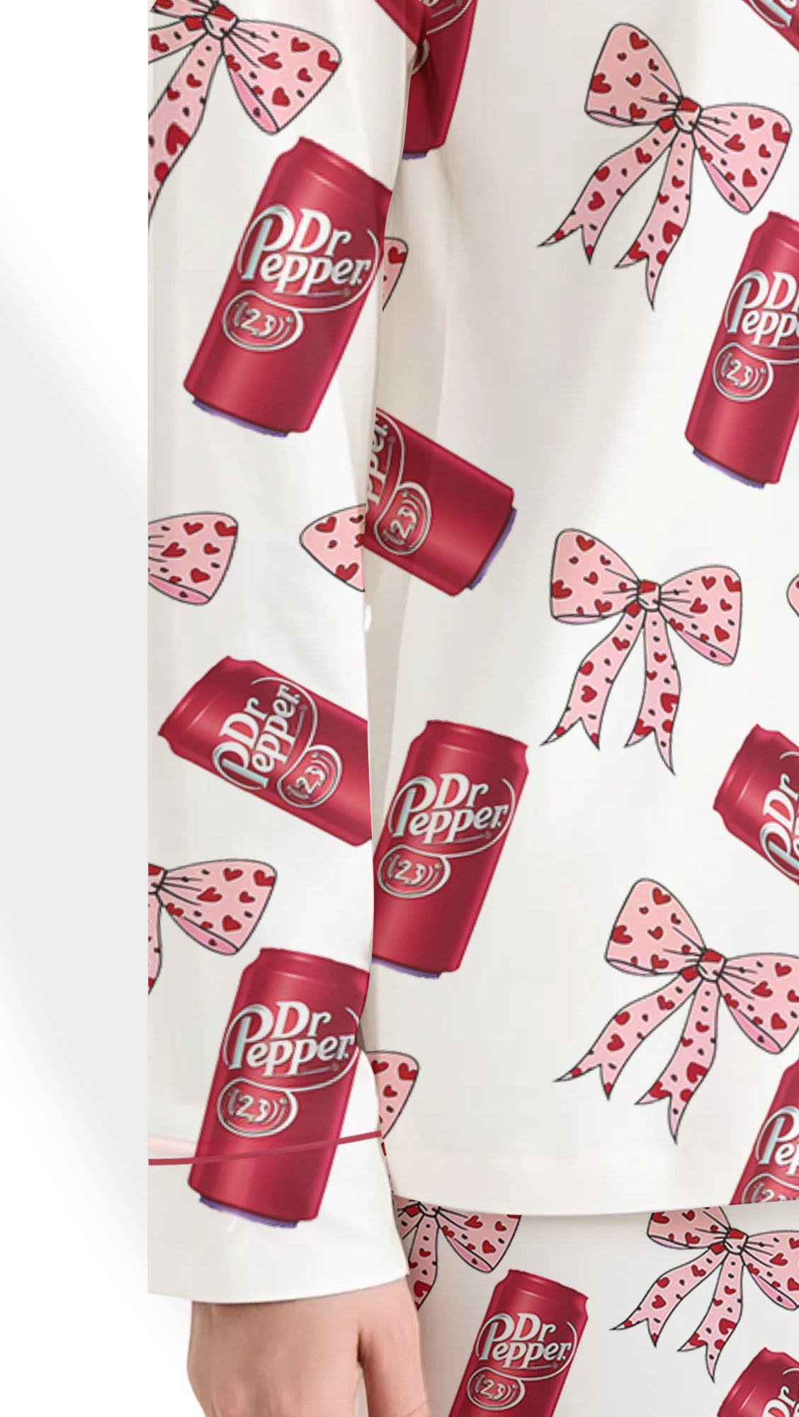 Women’s Pink Pepper Drink Coquette Bow Satin Pajama Set