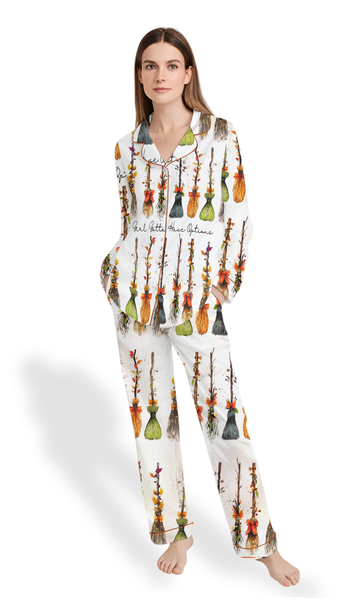 Retro Halloween Witches Sleepwear- Women’s Satin Pajama Set