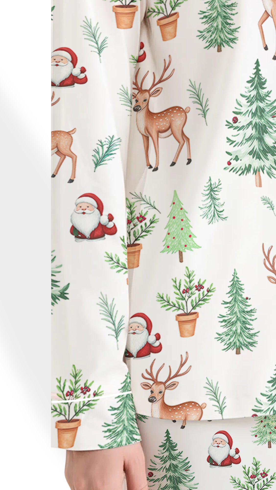 White Christmas Reindeer Santa Women’s Satin Pajama Set