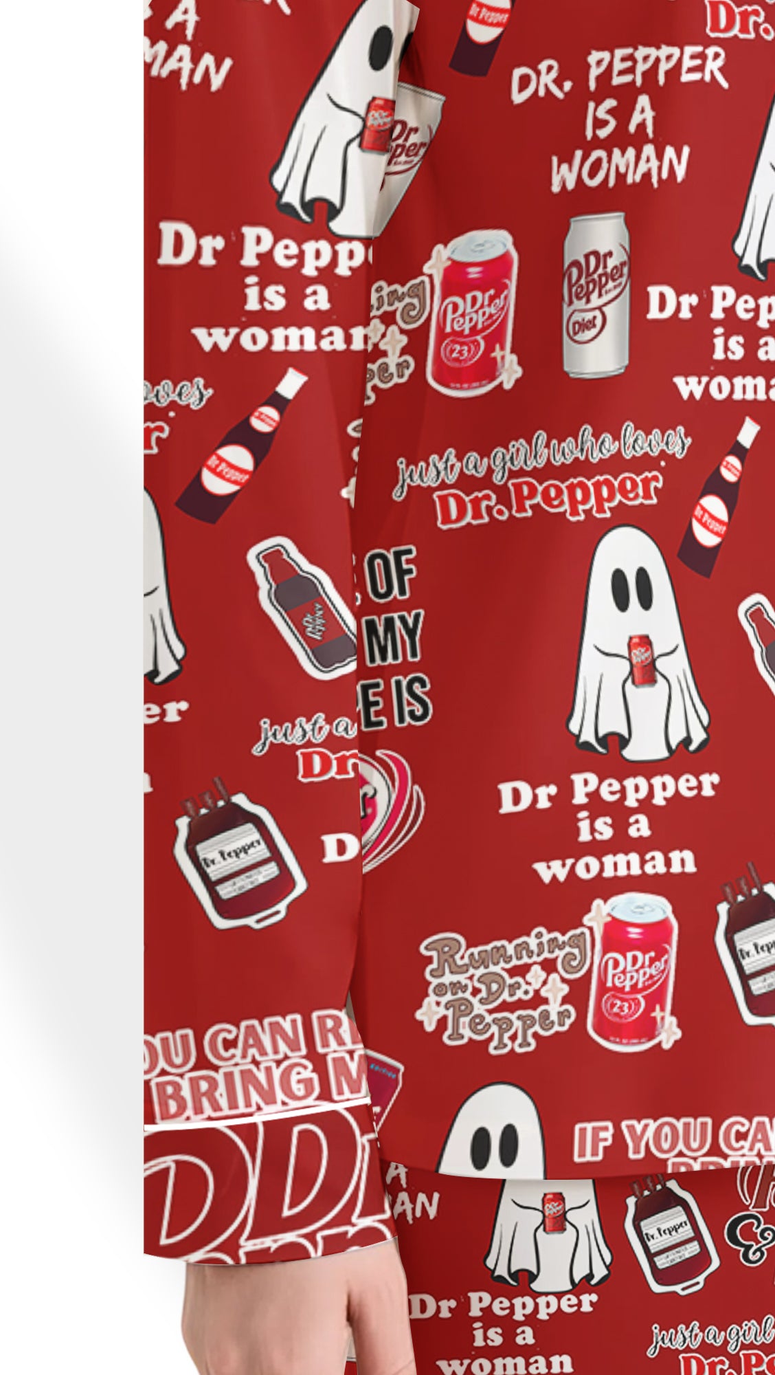 Dr PP Ghost Drink Satin Pajama Set - Halloween Coquette PJs for Women