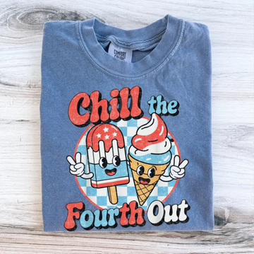 Chill the Fourth Out Funny 4th of July Ice Cream and Popsicle USA T-Shirt