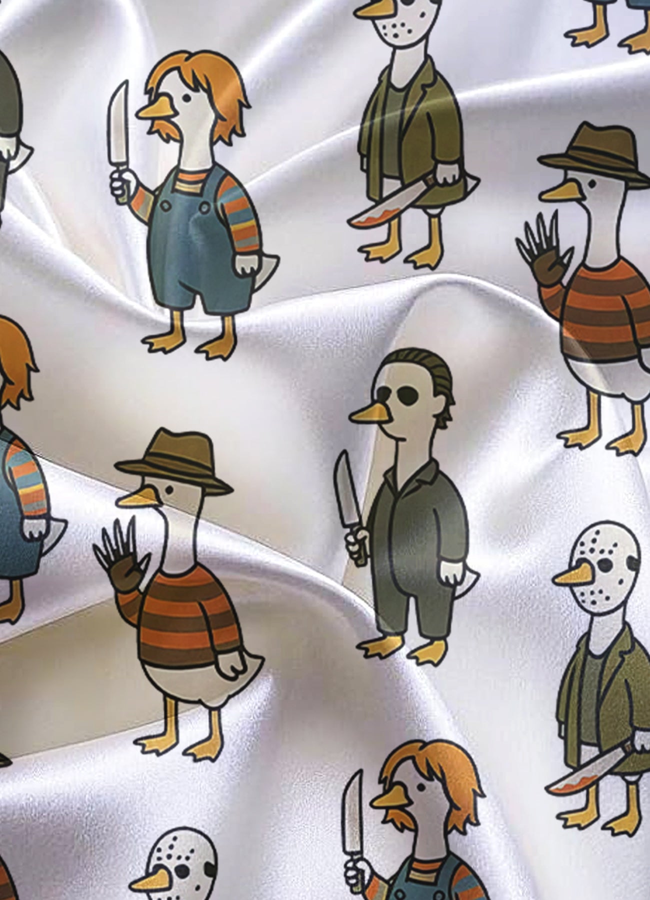 Horror Goose Halloween Satin Pajama Set – Matching Mom & Daughter PJs