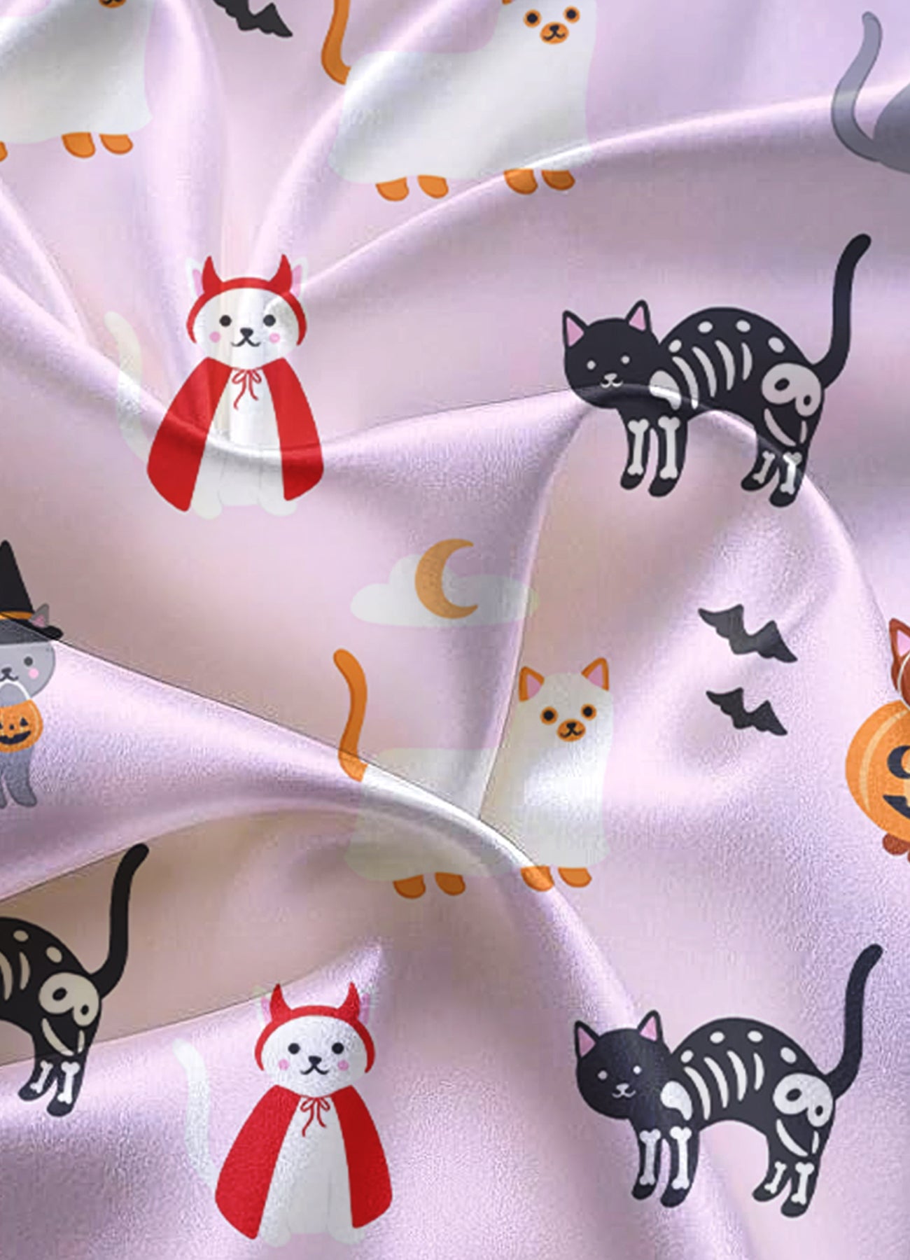 The Lil Ghostie Cat Pumpkin Halloween Satin Pajama Set - Matching PJs With My Girly PJs