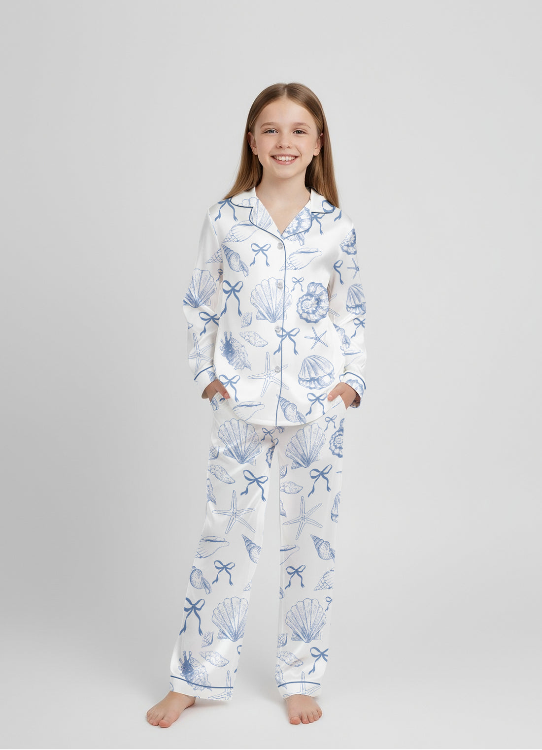 Women’s Coquette Seashell Satin Pajama Set – Matching PJs With My Girly PJs