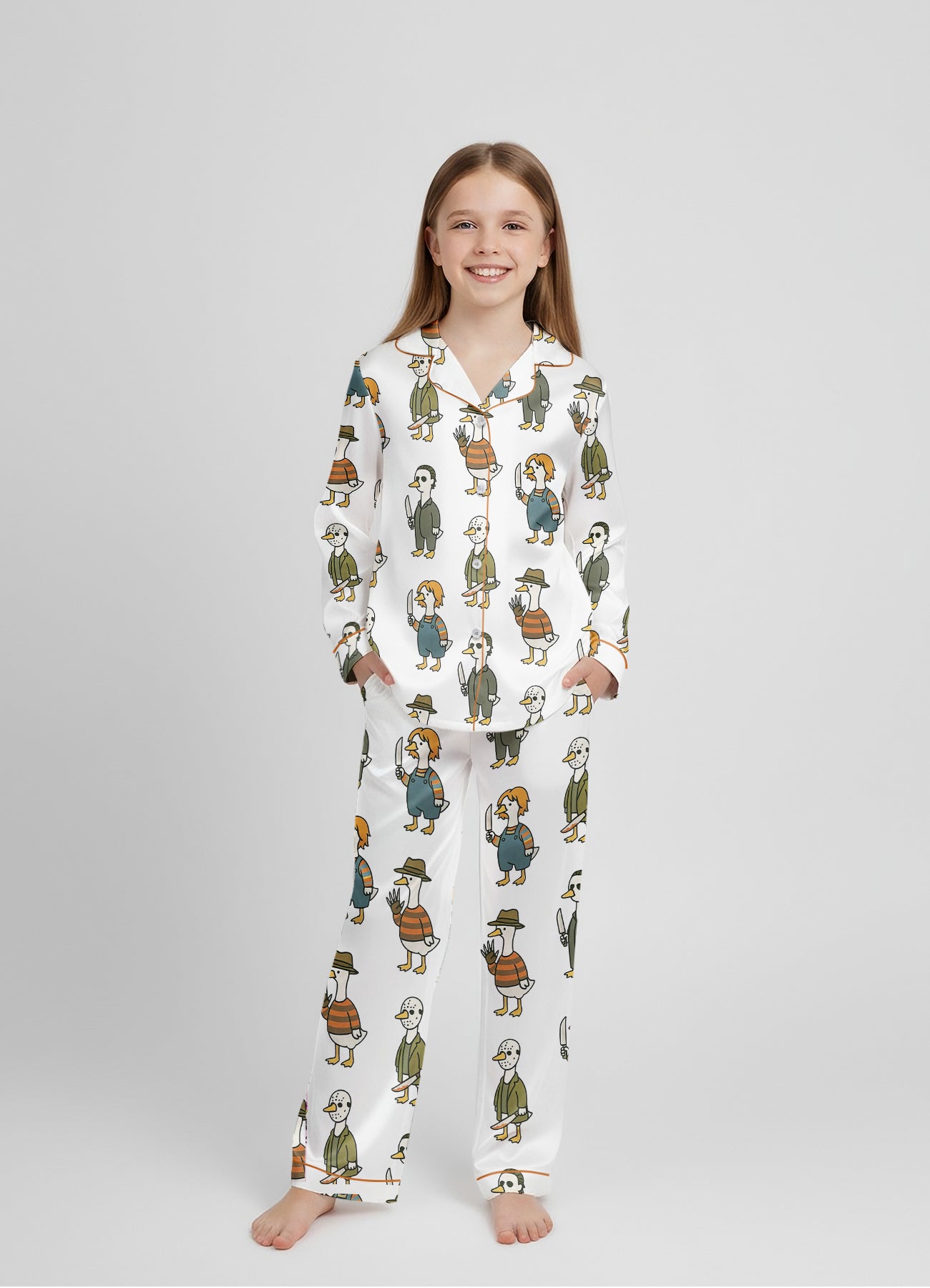 Horror Goose Halloween Satin Pajama Set – Matching Mom & Daughter PJs