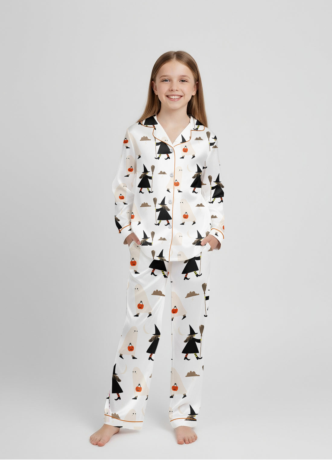 Witch & Ghost Halloween Satin Pajama Set – Matching Mom & Daughter PJs