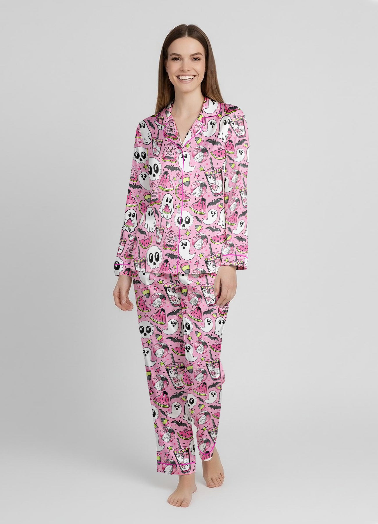 Spooky Watermelon Ghost Halloween - Matching PJs With My Girly PJs