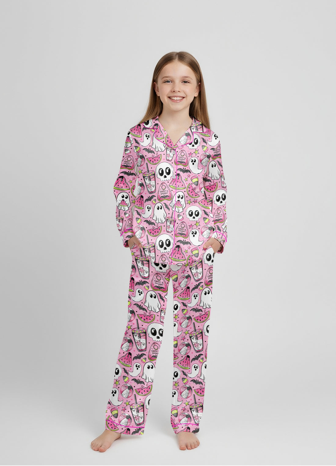 Spooky Watermelon Ghost Halloween - Matching PJs With My Girly PJs