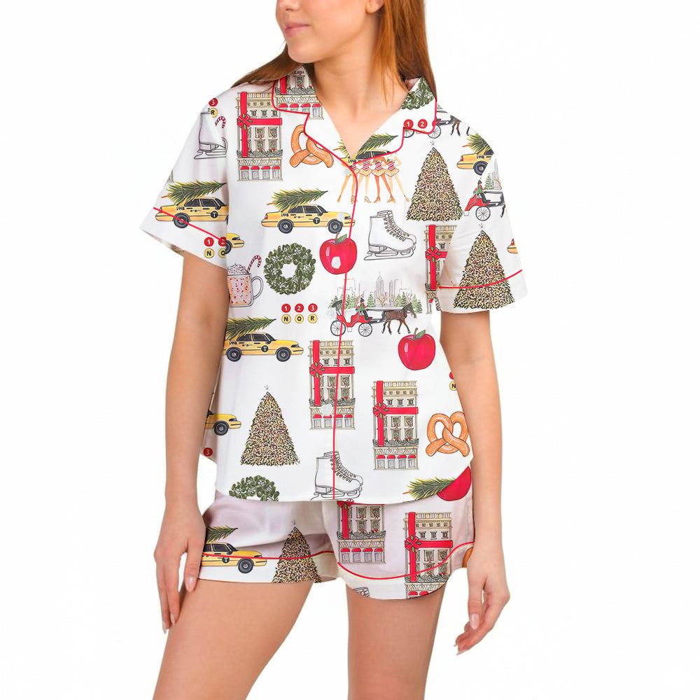 Christmas in New York Satin Pajama Set
