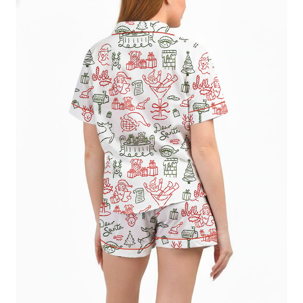 Women’s Santa Claus Christmas Satin Pajama Set – Holiday PJs