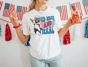Feral Girl 4th of July Tee - Patriotic Raccoon T-Shirt