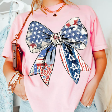 Coquette Bow 4th of July Tee – American Flag Shirt