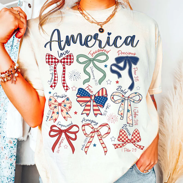 Coquette USA Shirt – Patriotic Bible Verse Tee for 4th of July