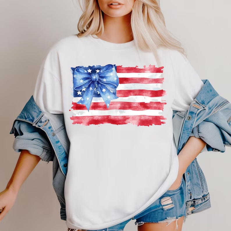 Coquette American Flag 4th of July T-Shirt