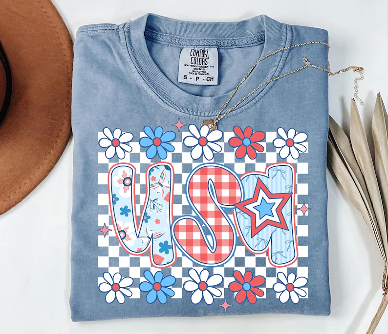 Preppy USA Tee – Coquette 4th of July Shirt Comfort Colors®