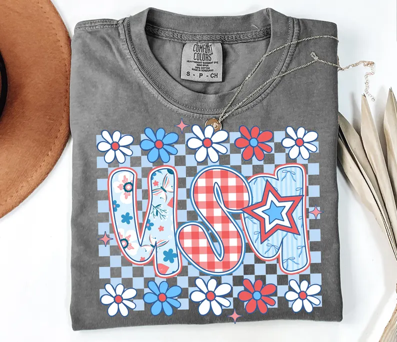 Preppy USA Tee – Coquette 4th of July Shirt Comfort Colors®