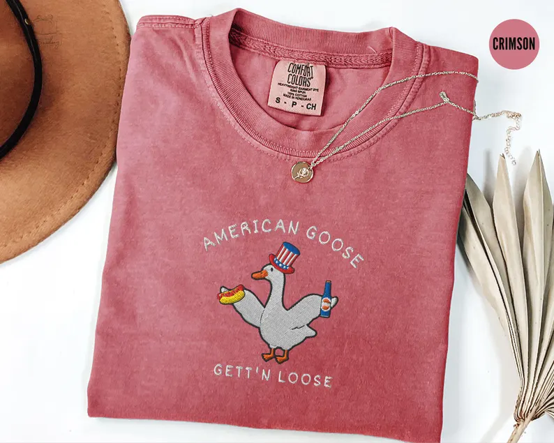 Silly Goose USA Tee – Embroidered 4th of July Shirt Comfort Colors®