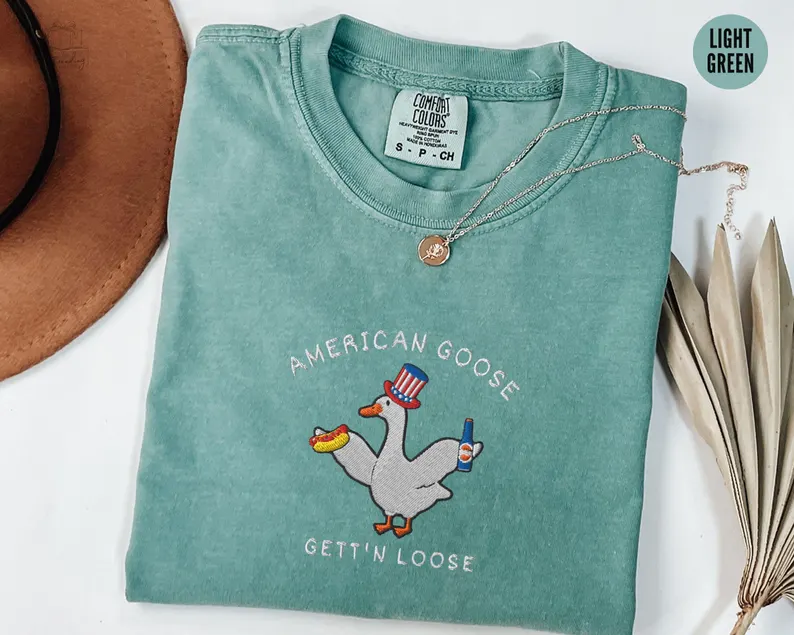 Silly Goose USA Tee – Embroidered 4th of July Shirt Comfort Colors®