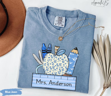 Floral Teacher Pencil Shirt – Cute Back to School Coquette Tee