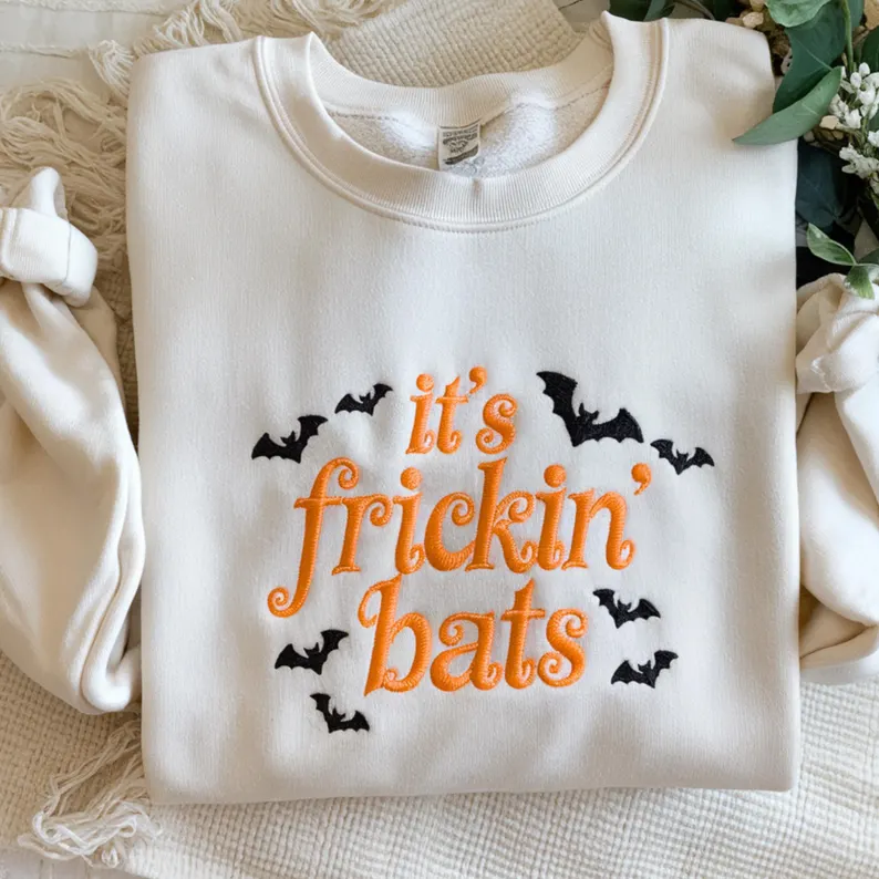 Halloween Bat Embossed Sweatshirt