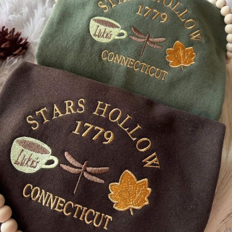 Cozy Stars Hollow Embroidered Sweatshirt for Gilmore Girls Fans